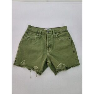 We the‎ Free Shorts Womens 24 Green Distressed Frayed Hem Preppy